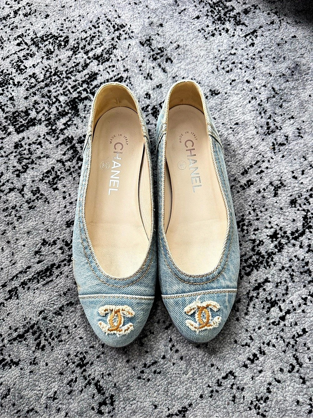 Chanel Denim CC Cap Toe Ballet Flats in Blue